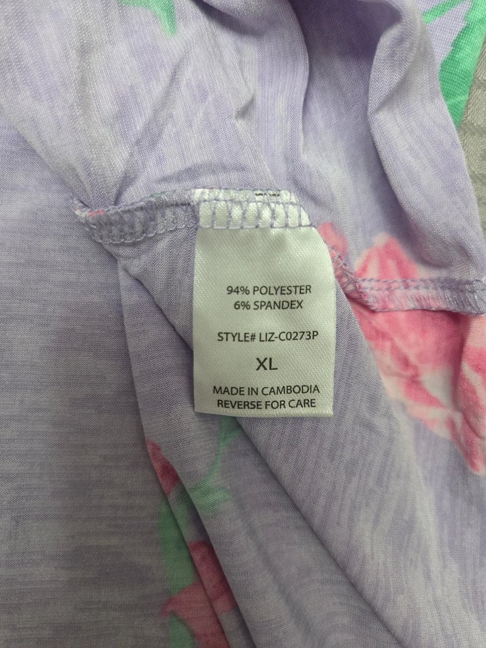 Dear Scarlett Lavender Tunic with Pink Rose Print-Size XL - Picture 8 of 8